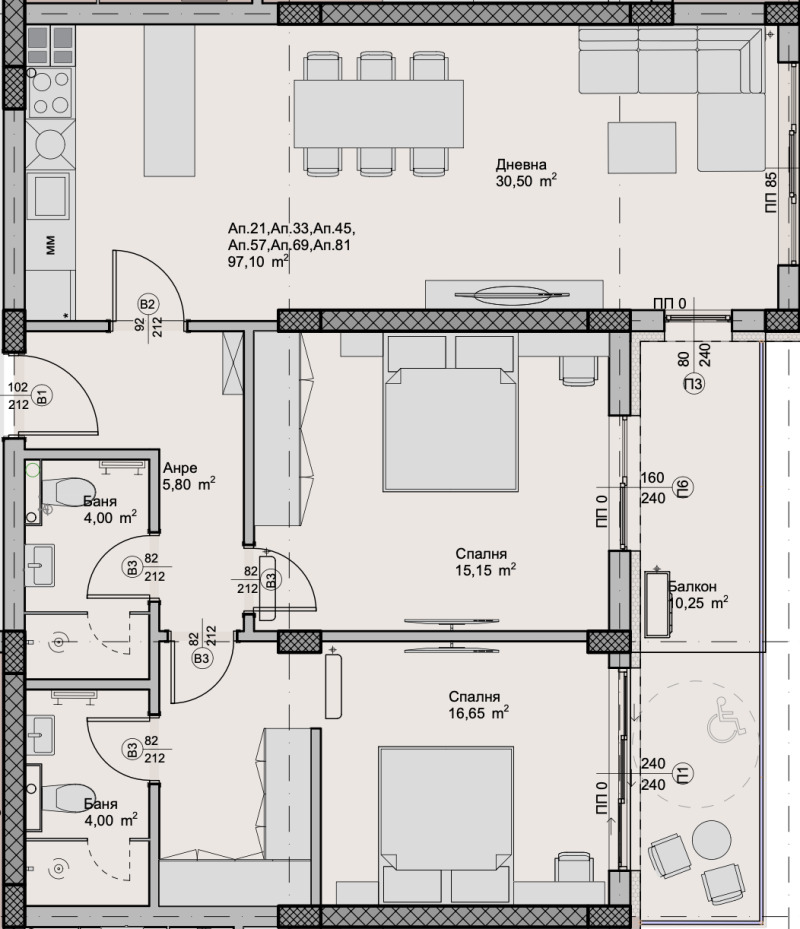 For Sale  2 bedroom Plovdiv , Hristo Smirnenski , 121 sq.m | 33785328 - image [3]