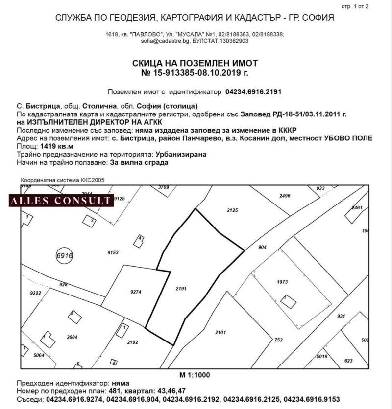 Продава ПАРЦЕЛ, град София, с. Бистрица • 227040 € / 444051.64 лв. • 71112138 1