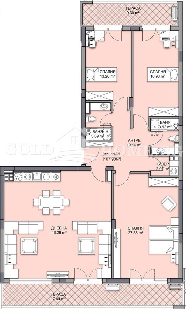 Myytävänä  3 makuuhuonetta Plovdiv , Gagarin , 170 neliömetriä | 23290579 - kuva [6]