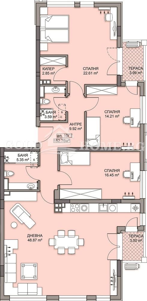 Myytävänä  3 makuuhuonetta Plovdiv , Gagarin , 170 neliömetriä | 23290579 - kuva [3]