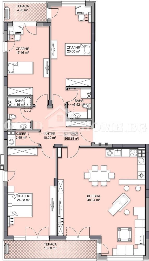 Myytävänä  3 makuuhuonetta Plovdiv , Gagarin , 170 neliömetriä | 23290579 - kuva [5]