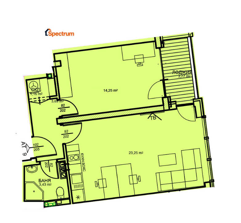 In vendita  1 camera da letto Sofia , Tsentar , 67 mq | 20286647 - Immagine [2]
