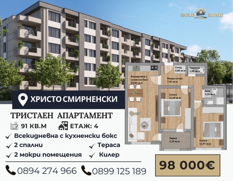 Продава  3-стаен град Пловдив , Христо Смирненски , 91 кв.м | 41633071
