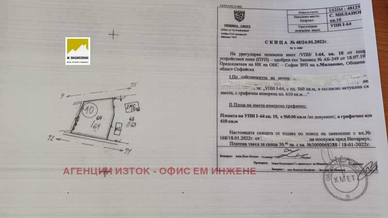 Продаја  Плот регион Софиа , Миланово , 560 м2 | 10892058