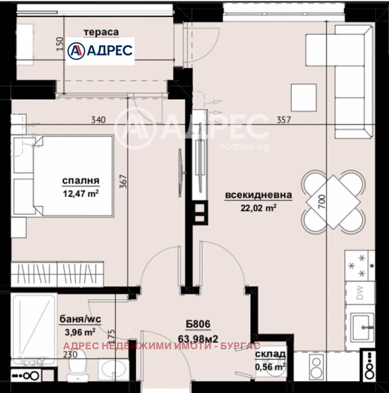 Продава 2-СТАЕН, гр. Бургас, Изгрев, снимка 3 - Aпартаменти - 47974315