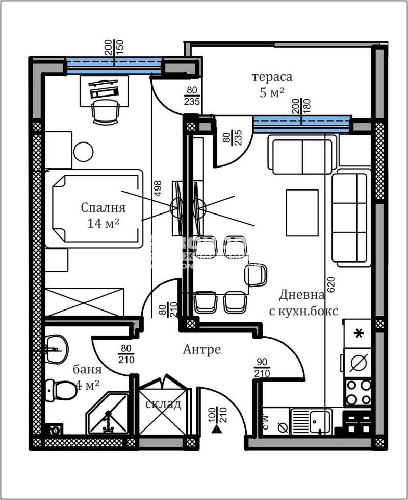 Myytävänä  1 makuuhuone Plovdiv , Vastanitšeski , 63 neliömetriä | 37749052 - kuva [2]