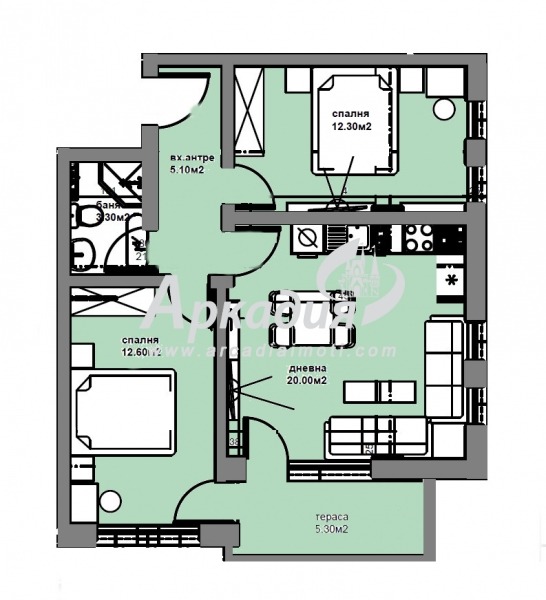 Продаја  2 спаваће собе Пловдив , Тракија , 81 м2 | 83411636 - слика [2]