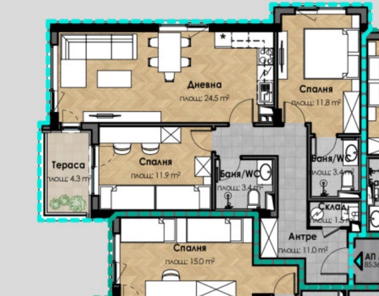 Продава 3-СТАЕН, гр. София, Малинова долина, снимка 3 - Апартаменти - 55922455