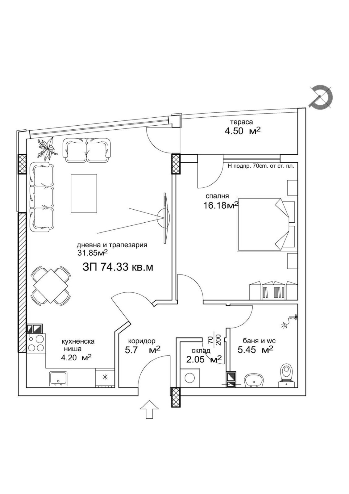 Продава 2-СТАЕН, гр. Пловдив, Съдийски, снимка 2 - Апартаменти - 56393289