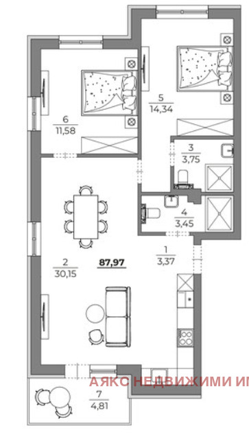 Продава  3-стаен град Варна , к.к. Св.Св. Константин и Елена , 88 кв.м | 50682996 - изображение [2]