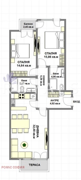 2 hálószobás Zona B-18, Sofia 2