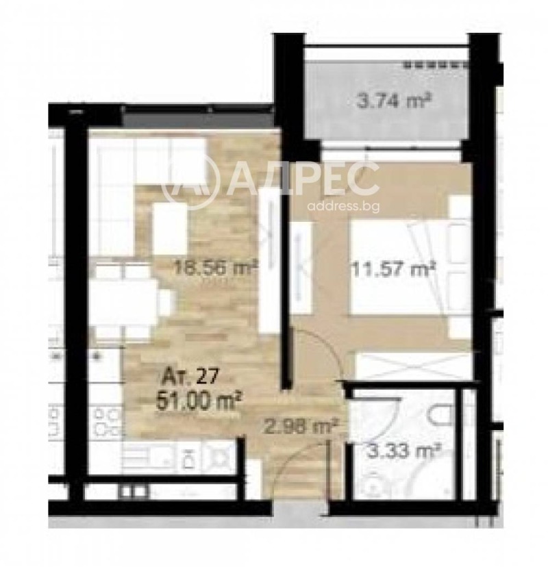 À venda  1 quarto Sofia , Serdika , 60 m² | 60940910 - imagem [2]