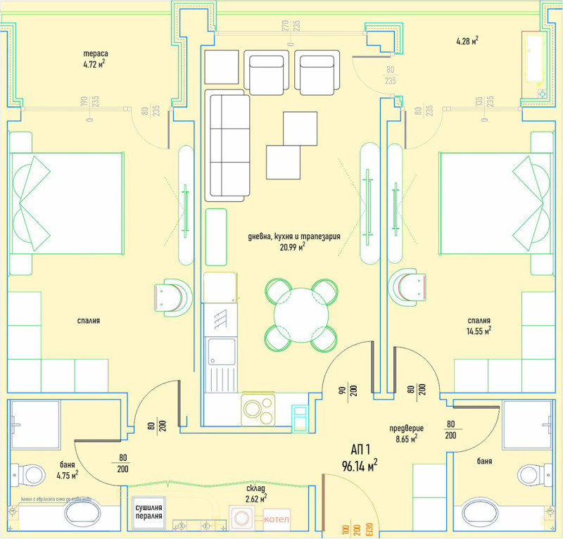 De vânzare  2 dormitoare Sofia , Malinova dolina , 120 mp | 55262318 - imagine [2]