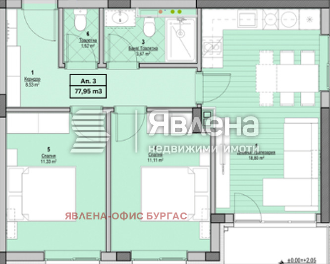 Na prodej  2 ložnice oblast Burgas , k.k. Slančev brjag , 78 m2 | 70941978 - obraz [4]