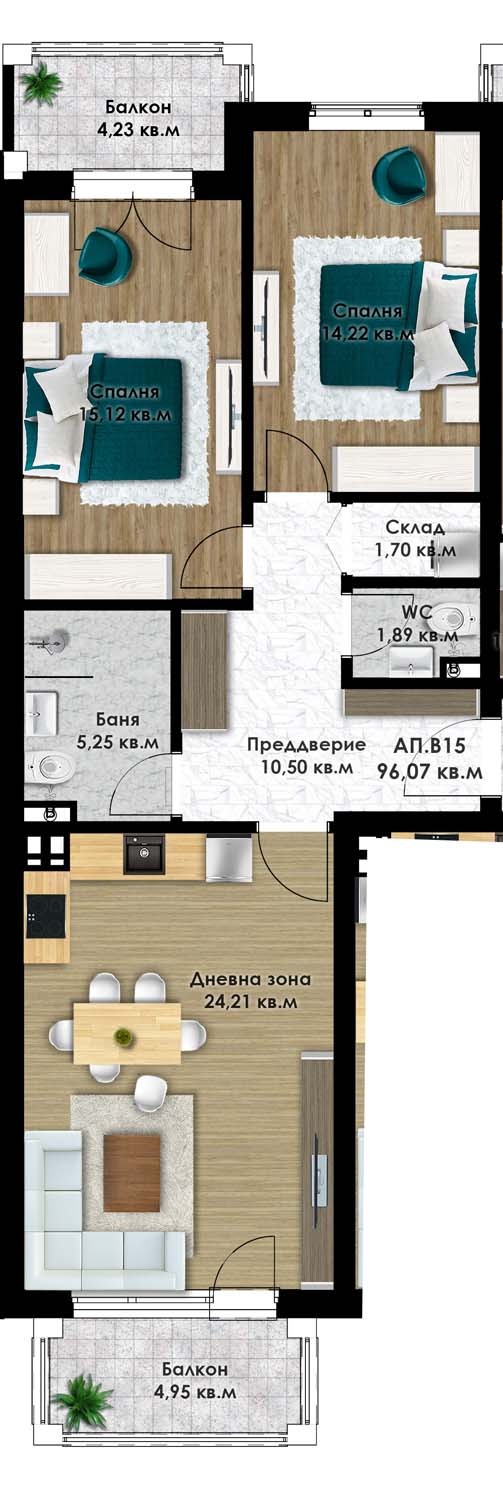 Eladó  2 hálószobás Plovdiv , Juzsen , 112 négyzetméter | 61574790