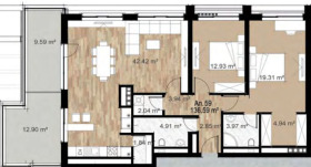 2 camere da letto Zona B-18, Sofia