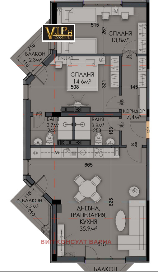 Продава 3-СТАЕН, гр. Варна, Виница, снимка 1 - Aпартаменти - 49160631