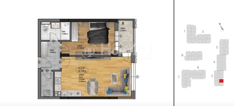 In vendita  1 camera da letto Plovdiv , Ostromila , 71 mq | 54938494 - Immagine [2]