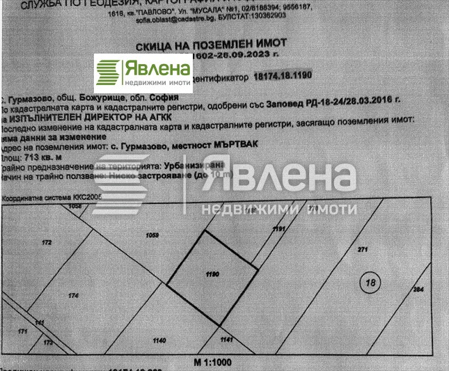 Продается  Сюжет область София , Гурмазово , 713 кв.м | 55426106