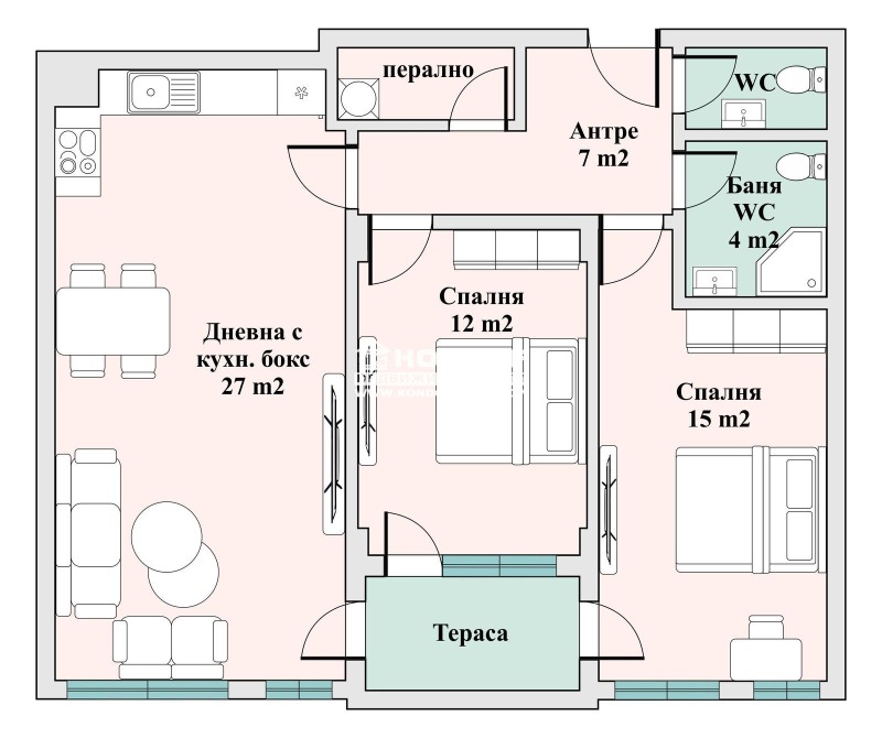 Продается  2 спальни Пловдив , Тракия , 100 кв.м | 33210777 - изображение [2]