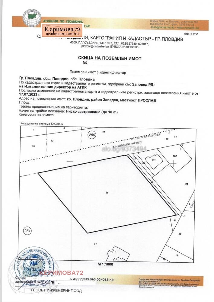 Продава ПАРЦЕЛ, гр. Пловдив, Прослав, снимка 1 - Парцели - 48035528