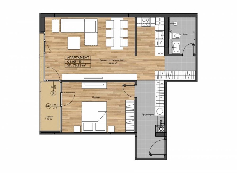 Till salu  1 sovrum Sofia , Bojana , 95 kvm | 63868562