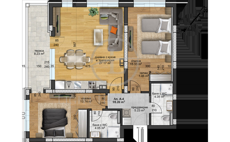 Myytävänä  2 makuuhuonetta Plovdiv , Hristo Smirnenski , 95 neliömetriä | 40172195 - kuva [3]