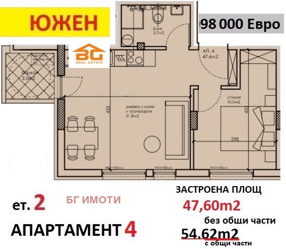 Продава  2-стаен, град Варна, Кайсиева градина • 98 000 EUR • ID 48844069 — holmes.bg - [1] 
