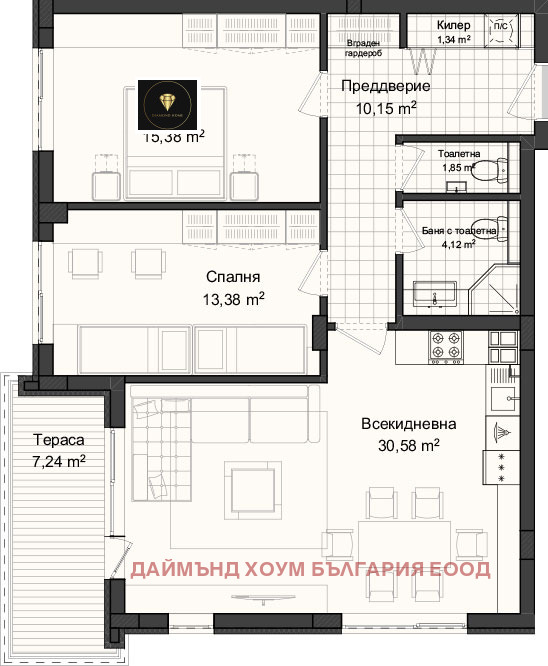 En venta  2 dormitorios Plovdiv , Gagarin , 115 metros cuadrados | 28154543 - imagen [2]