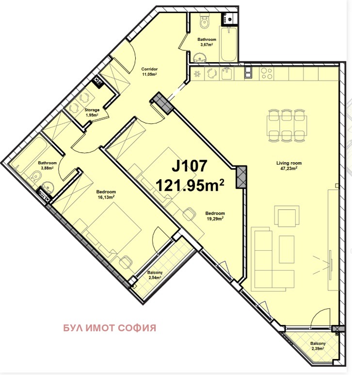 Продава 3-СТАЕН, гр. София, Полигона, снимка 5 - Aпартаменти - 49330586