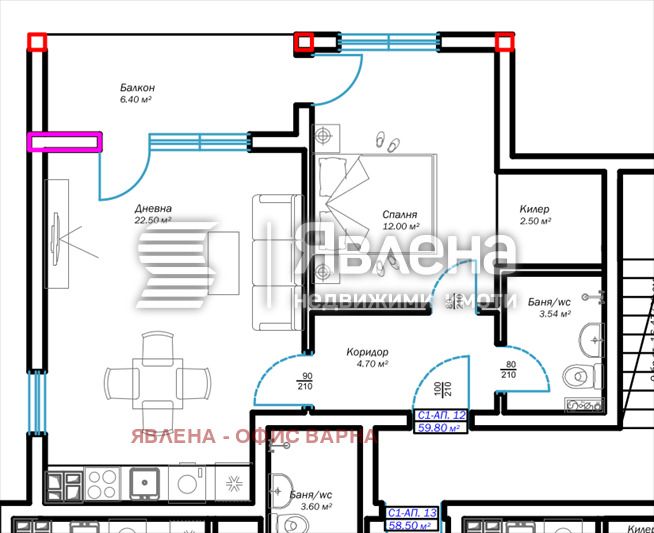 Продава  2-стаен град Варна , м-т Пчелина , 60 кв.м | 97886837