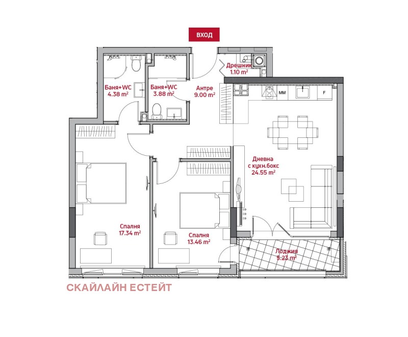 Продава  3-стаен град София , м-т Камбаните , 78 кв.м | 17006217