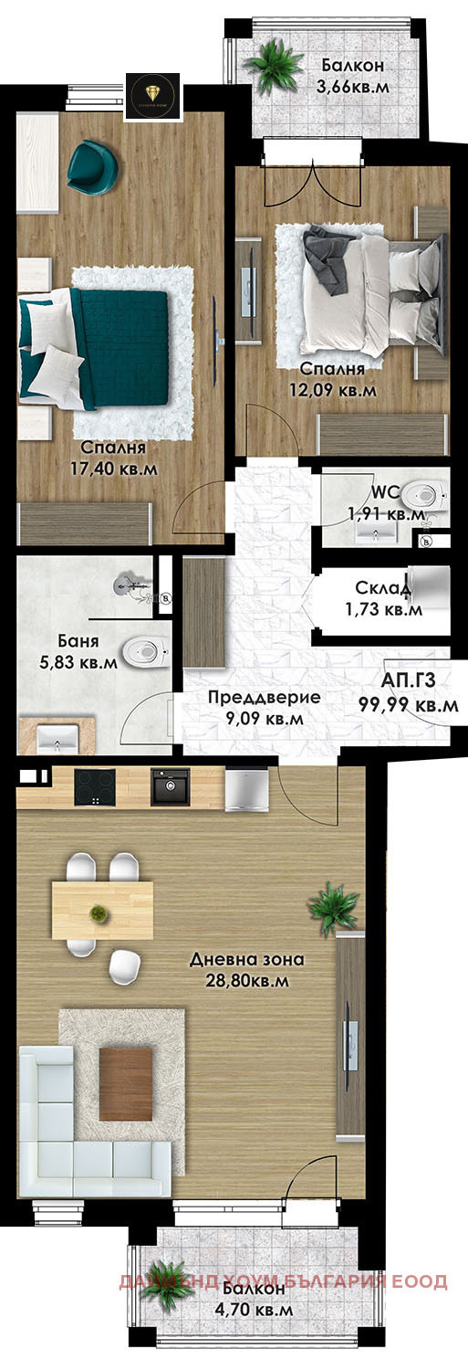 Продава 3-СТАЕН, гр. Пловдив, Коматевско шосе, снимка 2 - Aпартаменти - 48218658