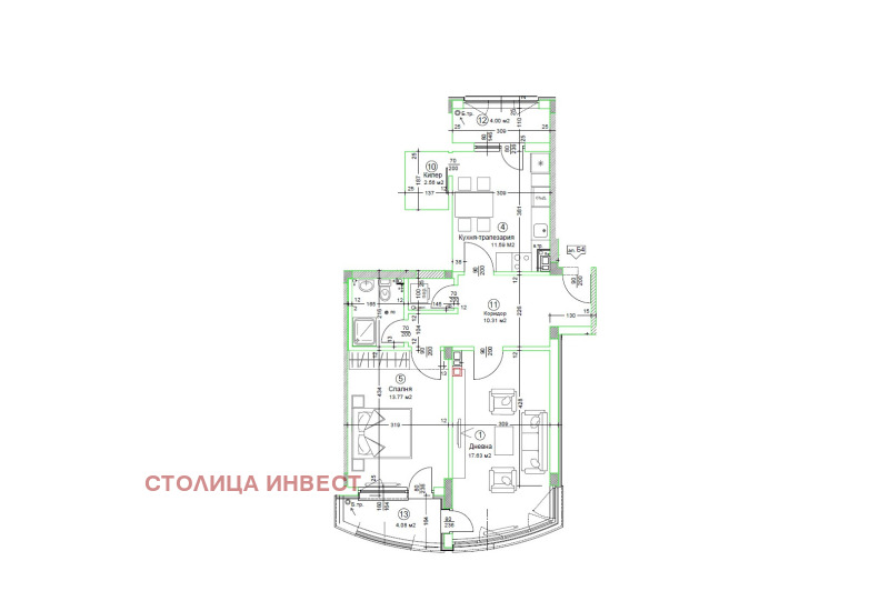 Продается  1 спальня Русе , Център , 102 кв.м | 11033002 - изображение [2]