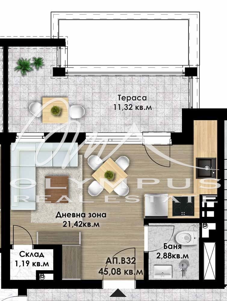 Te koop  Studio Plovdiv , Ostromila , 52 m² | 11528884 - afbeelding [2]