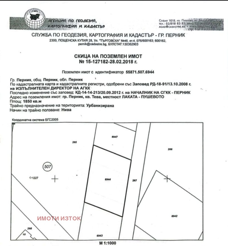 Продава ПАРЦЕЛ, гр. Перник, Тева, снимка 6 - Парцели - 52692062