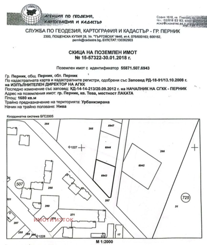 Продава ПАРЦЕЛ, гр. Перник, Тева, снимка 7 - Парцели - 52692062