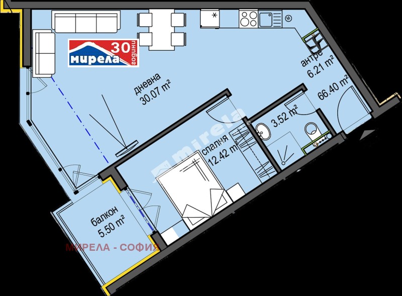 Продава  2-стаен, град София, Овча купел •  163 000 € • ID 83111307 — holmes.bg - [1] 