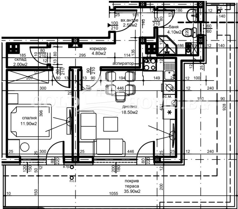 Myytävänä  1 makuuhuone Plovdiv , Belomorski , 70 neliömetriä | 95033029 - kuva [4]