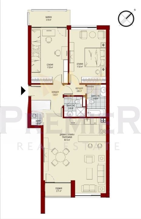 Продава 3-СТАЕН, гр. София, Център, снимка 2 - Апартаменти - 52720453
