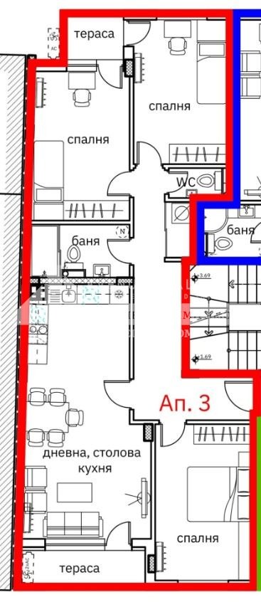 Till salu  3+ sovrum Plovdiv , Karsjijaka , 135 kvm | 50751882 - bild [3]
