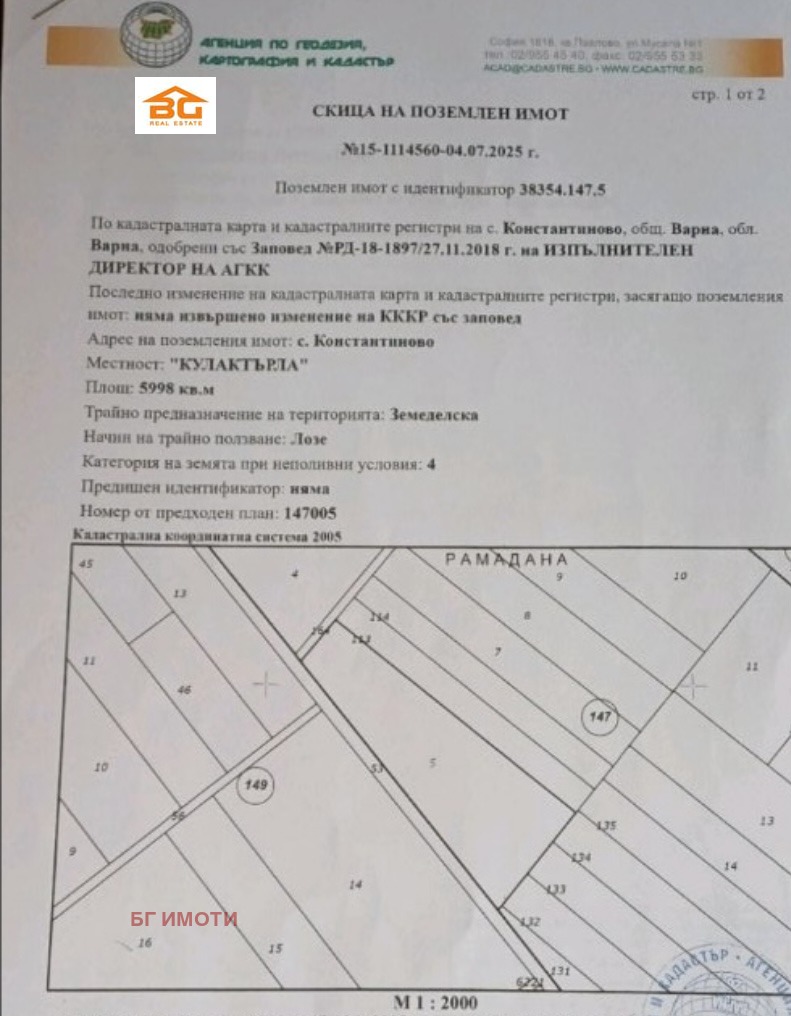 Продава  Земеделска земя област Варна , с. Константиново , 11 дка | 86761856