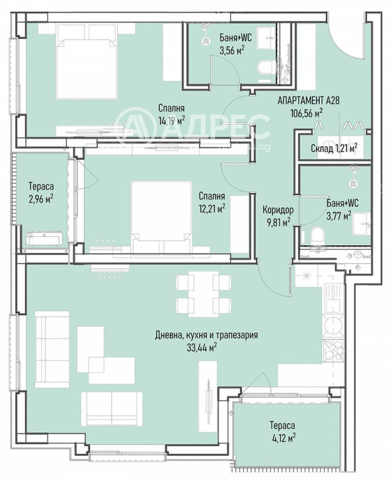 À venda  2 quartos Sofia , Mladost 4 , 133 m² | 29652382 - imagem [4]