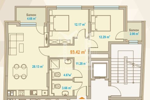 Продава 3-СТАЕН, гр. София, Зона Б-5, снимка 2 - Апартаменти - 53832078