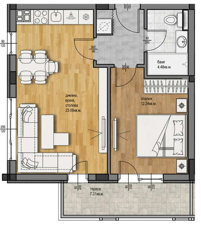 Zu verkaufen  1 Schlafzimmer Plowdiw , Hristo Smirnenski , 69 qm | 96872710 - Bild [2]