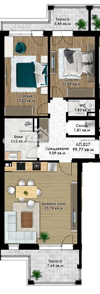 На продаж  2 спальні Пловдив , Коматево , 110 кв.м | 89342306 - зображення [10]