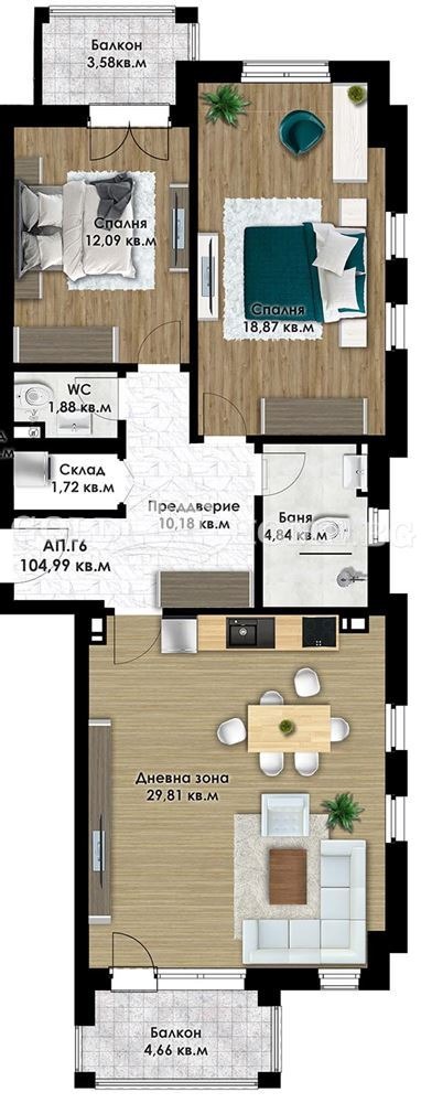 На продаж  2 спальні Пловдив , Коматево , 110 кв.м | 89342306 - зображення [11]