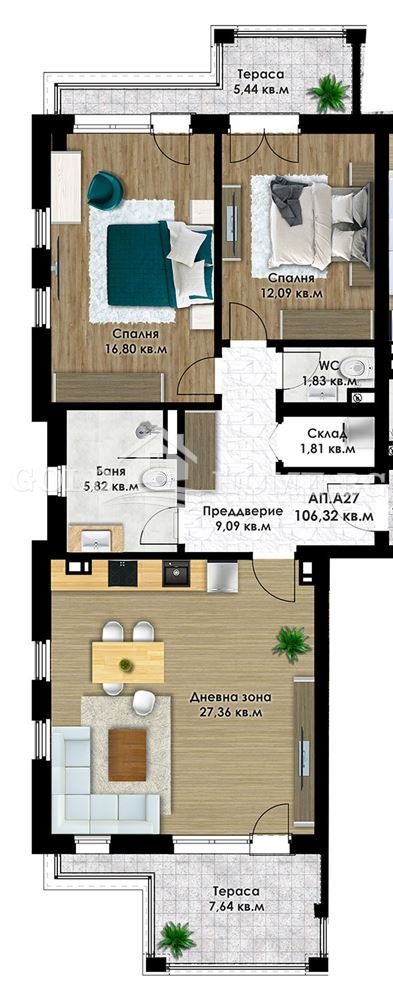 На продаж  2 спальні Пловдив , Коматево , 110 кв.м | 89342306 - зображення [14]