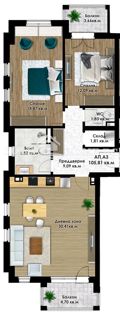 На продаж  2 спальні Пловдив , Коматево , 110 кв.м | 89342306 - зображення [13]