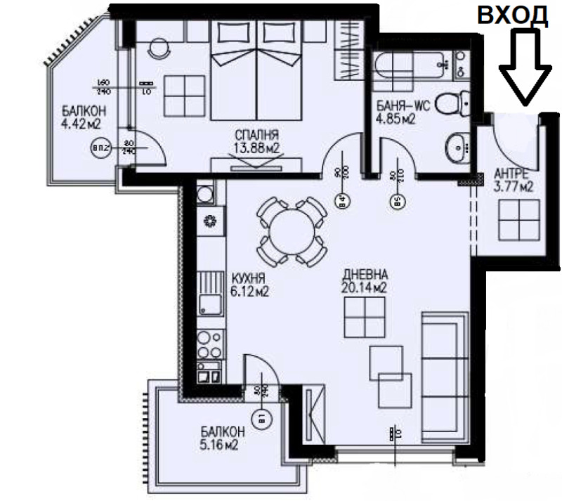Til salgs  1 soverom Sofia , Dragalevtsi , 80 kvm | 38630230 - bilde [3]